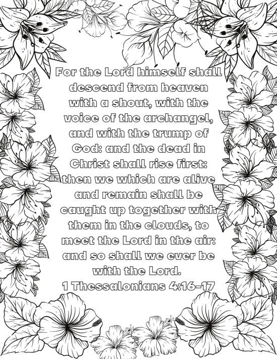 1 Thessalonians 4:16-17 Free Bible Verse Coloring Page with Tropical ...